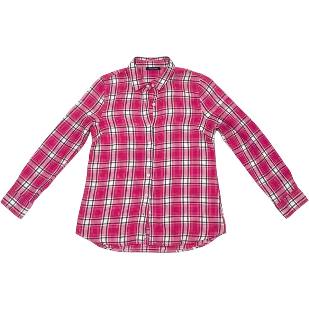 Tommy Hilfiger Womens Pink Plaid Button Down Shirt 100% Cotton Long Sleeve